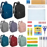 12 Pack 17" Bulk Backpacks With 36 Pc School Supplies Kit, 8 Colors | Wholesale Bookbags for Kids, Heavy Duty School Supplies Bulk Bundle for Charity Giveaways, School Drives &amp; Students, 8 Colors