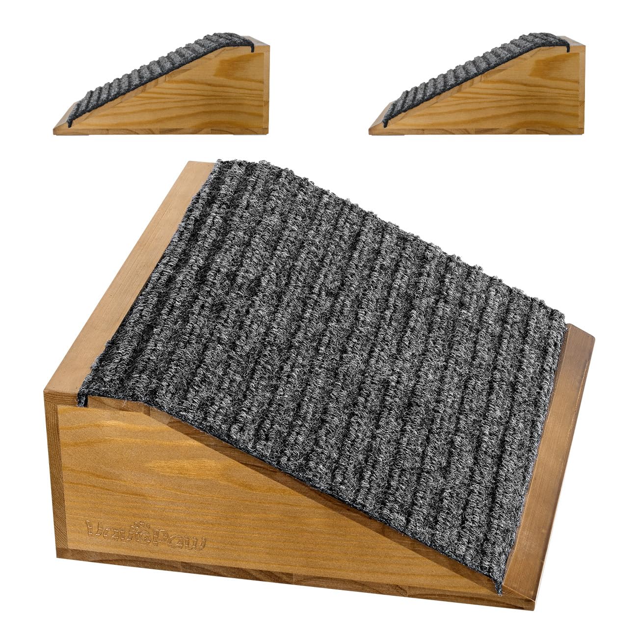 Photo 1 of VavoPaw Dog Ramp for Stairs, Non-Slip Dog Stairs, Low-Angled Pet Ramps for Small Dogs and Cats, Medium Dogs, Step and Stair Assist for Injured and Older Pet, Walnut, 2 Pack