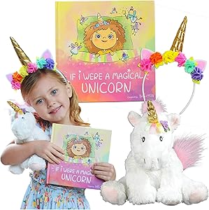 Tickle & Main Unicorn Gift Set – Includes Book, Stuffed Plush Toy, and Headband for Girls Ages 2 3 4 5 6 7 Years - If I were A Magical Unicorn – Great for Birthday, Imaginative Play