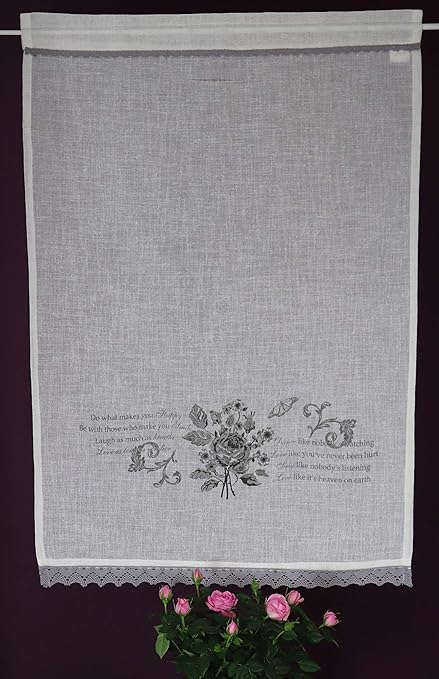 Hossner Scheibengardine mit Stangendurchzug Fenster- und Tür Gardine Türpanneaux Türvorhang Häkelkante Landhaus Spitze Shabby