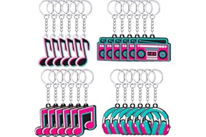 Fumete Music Party Favors Keychain Gift for Music Lover Kid Musical Note Themed Keychain Bulk Christmas Karaoke Supplies