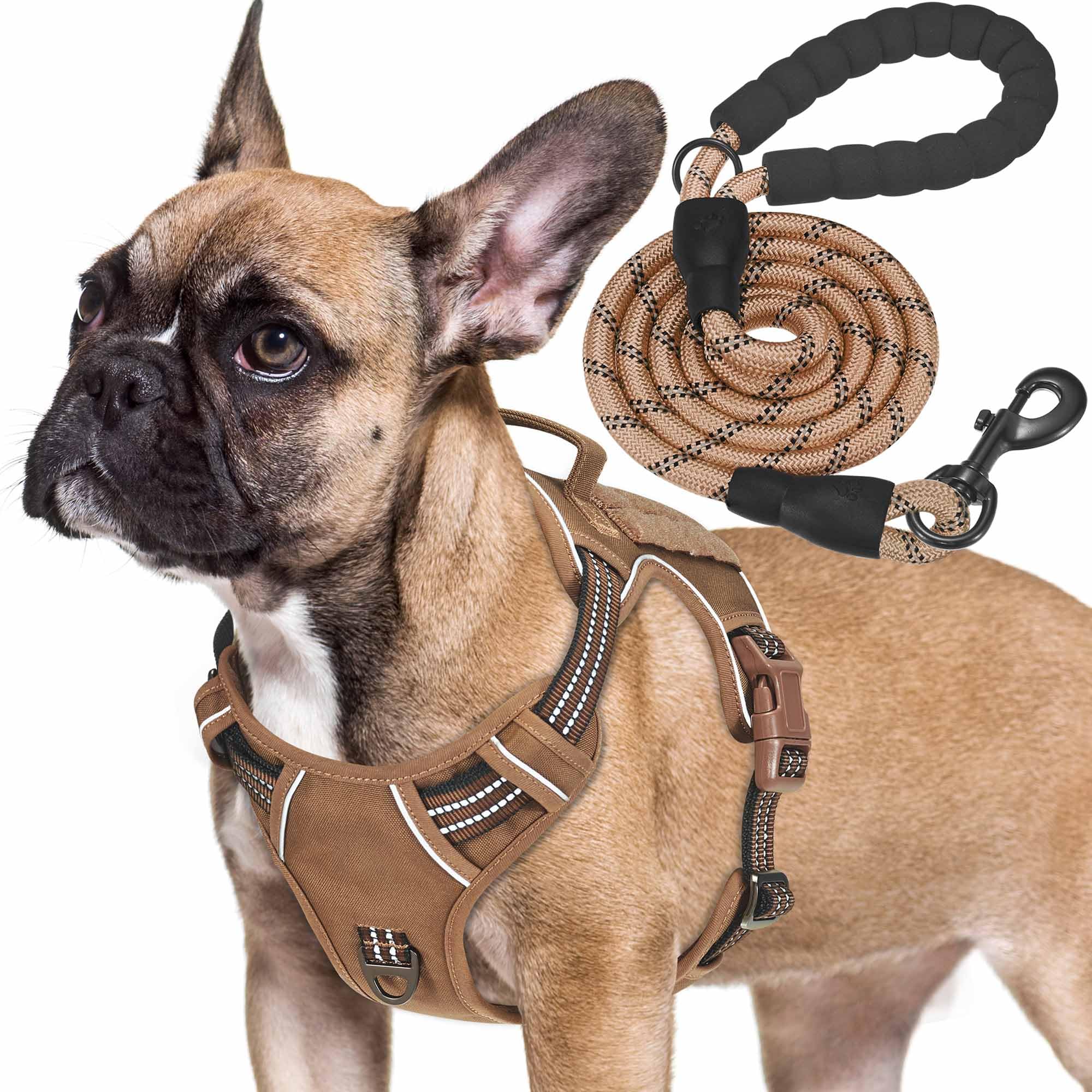 Haapaw Heavy Duty Tactical Dog Harness for Medium Dogs, No Pull Adjustable Pet Harness Reflective Service Training Easy Control Pet Vest Military Working Dog Harnesses- Medium, Brown