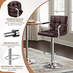 Yaheetech Bar Stools Set of 2, Adjustable PU
