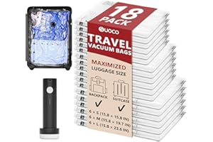 SUOCO 18 Pack Travel Vacuum Storage Bags for Clothing with Rechargeable Electric Pump, Compression Packing Cubes Organizer for Luggage Suitcase, Space Saver Seal Bags for Vacation Cruise