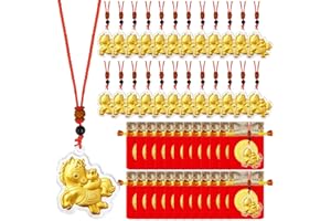 24 Sets Chinese New Year Necklace Jewelry 2026 Year of Horse Hanging Pendant with Red Ropes Chinese Zodiac Horse Necklace Cha
