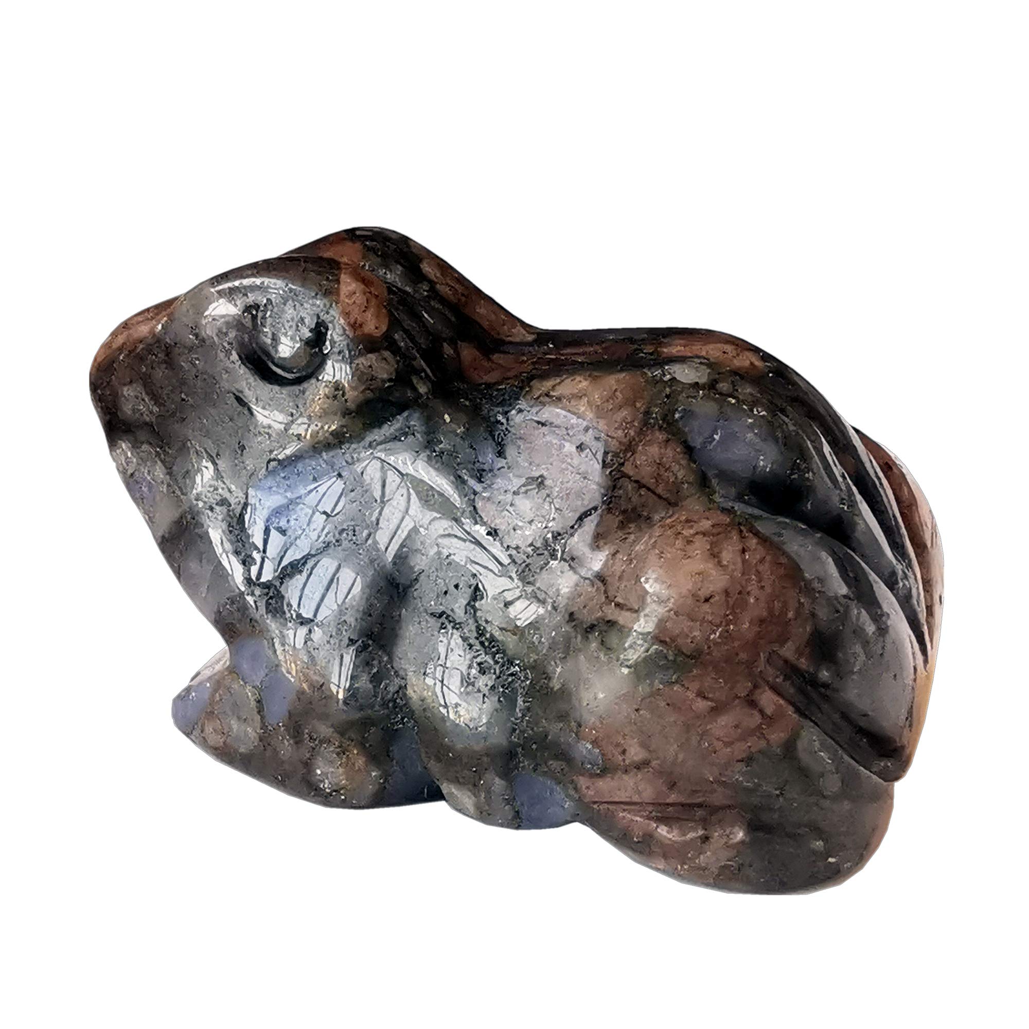 Manekieko Natural Rhyolite Frog Crystals and Healing Stone Figurines,38mm Hand Carved Pocket Animal Room Decor Gemstone