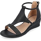 Journee Collection - Women's Trayle Back Heel Zip Wedge Sandals - Black