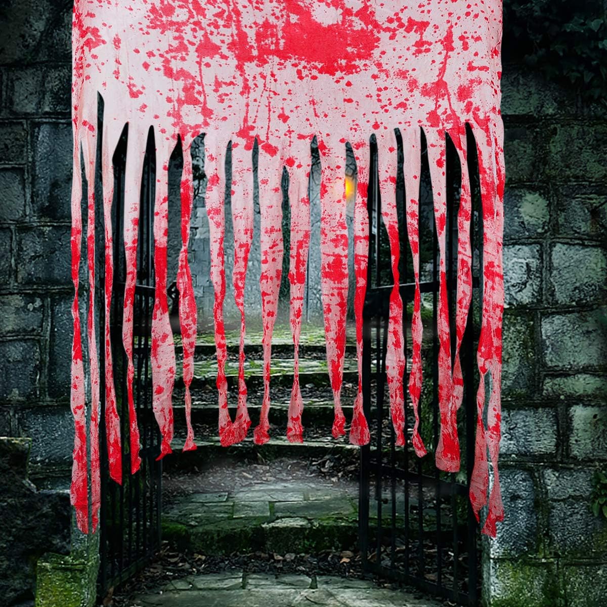 Window Treatments - TYIUHELAS 2 Pack Door Curtain Decoration with Bloody Prints Bloody Halloween Doorway Curtain Creepy Cloth Haunted House Horror Decoration for Halloween Theme Party