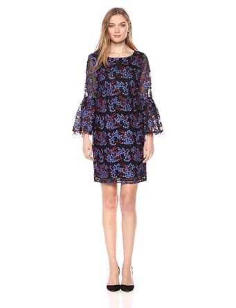 Ladies sheath dresses with long bell sleeves shirts