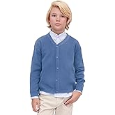 Lilax Little Boys Basic Long Sleeve V-Neck Classic Knit Cardigan Sweater