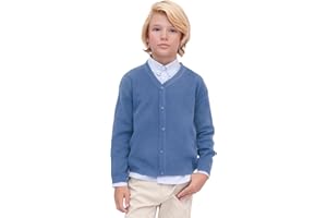 Lilax Little Boys Basic Long Sleeve V-Neck Classic Knit Cardigan Sweater