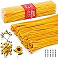 LOKUNN Pipe Cleaners, 200 Pcs Yellow Pipe Cleaners Craft Set, Solid Color Chenille Stems, DIY Arts and Crafts with Adhesive Eyes and Storage Box, Christmas Mother's Day Decoration Art Supplies