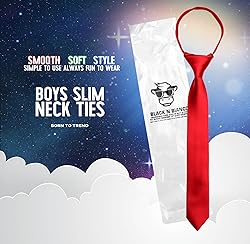 Black n Bianco Boys' Satin Zipper Neck Tie Red 15