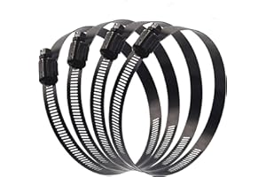 ISPINNER 4pcs 6 Inch Stainless Steel Adjustable 130-152mm Size Range Worm Gear Hose Clamp, Fuel Line Clamp for Plumbing, Automotive and Mechanical Application (Black)