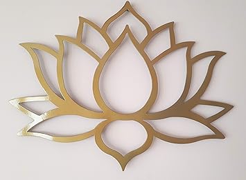 Amazon De Metalartwalldecor Lotusblute Wanddeko Aus Metall 80 Cm Goldfarben
