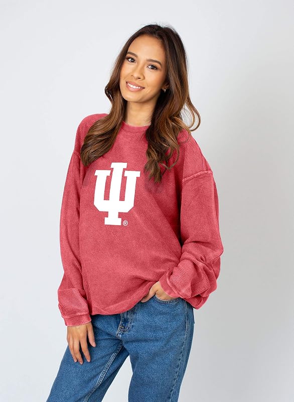 NCAA Damen Pullover mit Kordelzug, Rundhalsausschnitt, Damen, Purpurrot, Medium