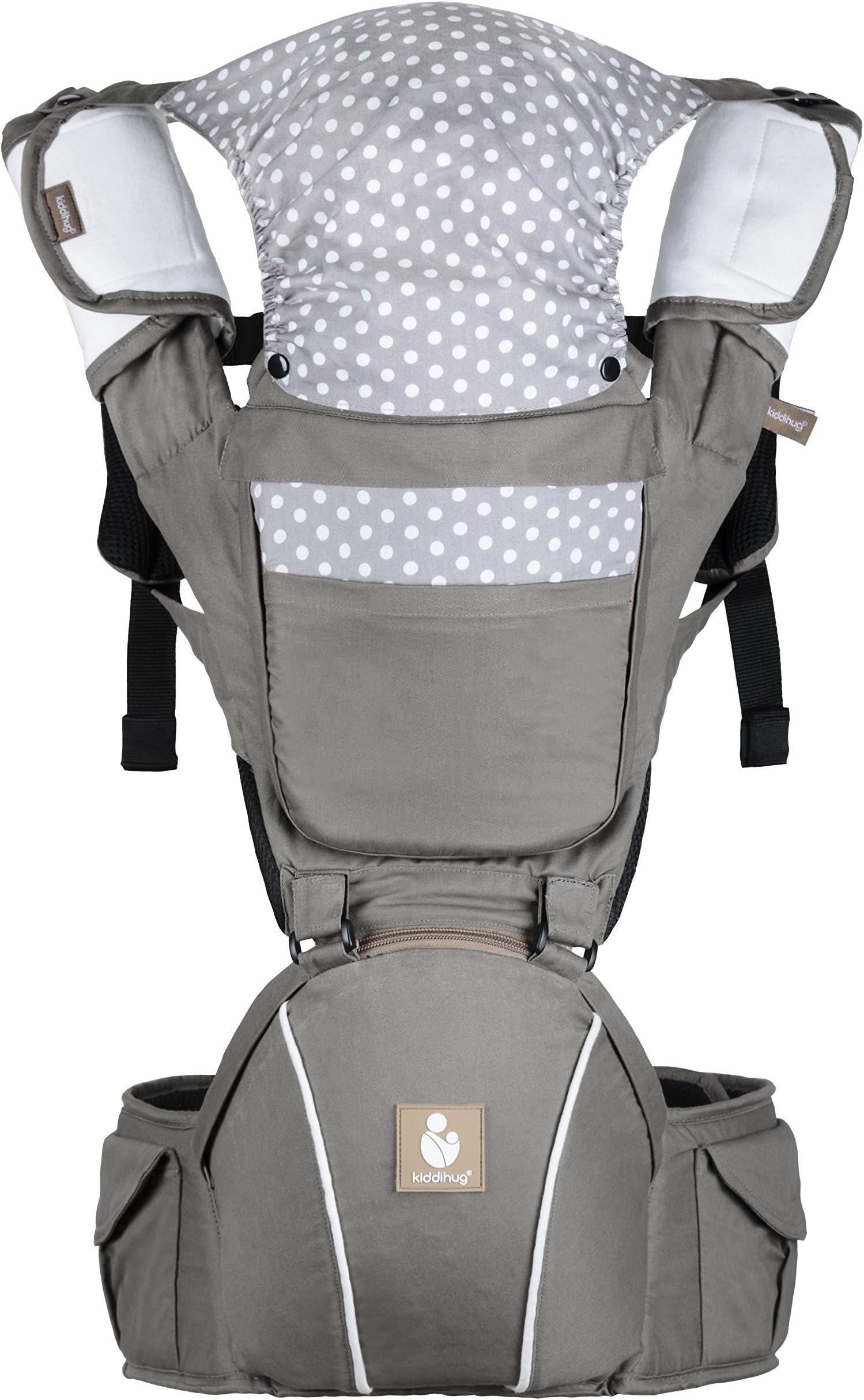 Kiddihug Koala quality ergonomic 4 in 1 baby carrier with hip-seat. Performance with comfort. Gray.