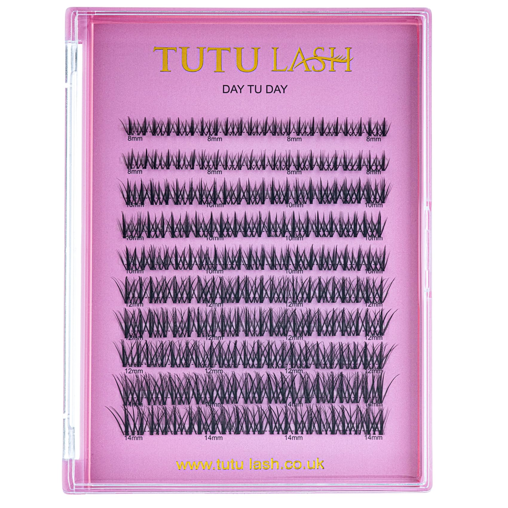TUTU LASH DIY Cluster Lashes DAY TU DAY 110 x cluster lashes self application easy to apply lashes lash cluster box re-usable vegan (Day Tu Day XL SIZE Cluster Lash Tray)