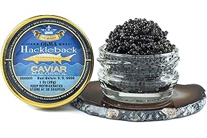OVERNIGHT SHIPPING - OLMA American Hackleback Sturgeon Black Caviar - Medium Grain Pearls, Superior Grade - 1 oz / 28 g