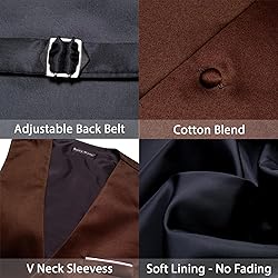 Barry.Wang Mens Dark Brown Formal Suit Vest V-neck