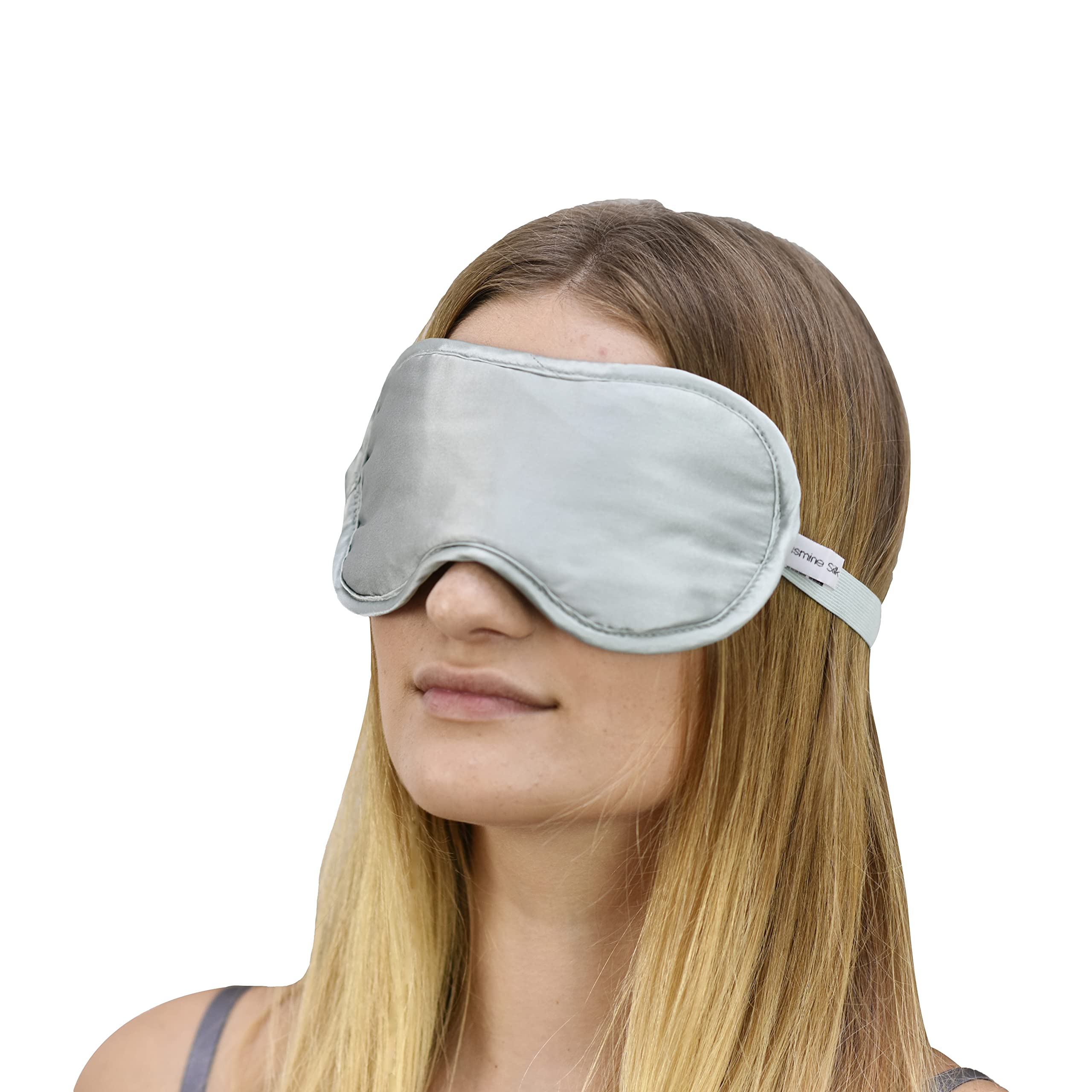 Jasmine Silk 100% Pure Silk Filled Eye Mask/Sleeping Mask Sleep Mask - Grey