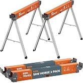 BORA Workhorse X Saw Horses 2 Pack Folding Heavy Duty Metal Sawhorse | 2700-lb capacity, 2x4 Bracket, Heavy duty folding metal sawhorses, durable work horse construction, compact storage