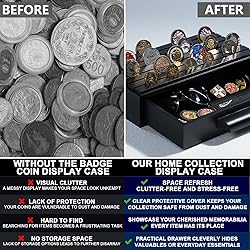 Wooden Challenge Coin Display Case with Clear Cover