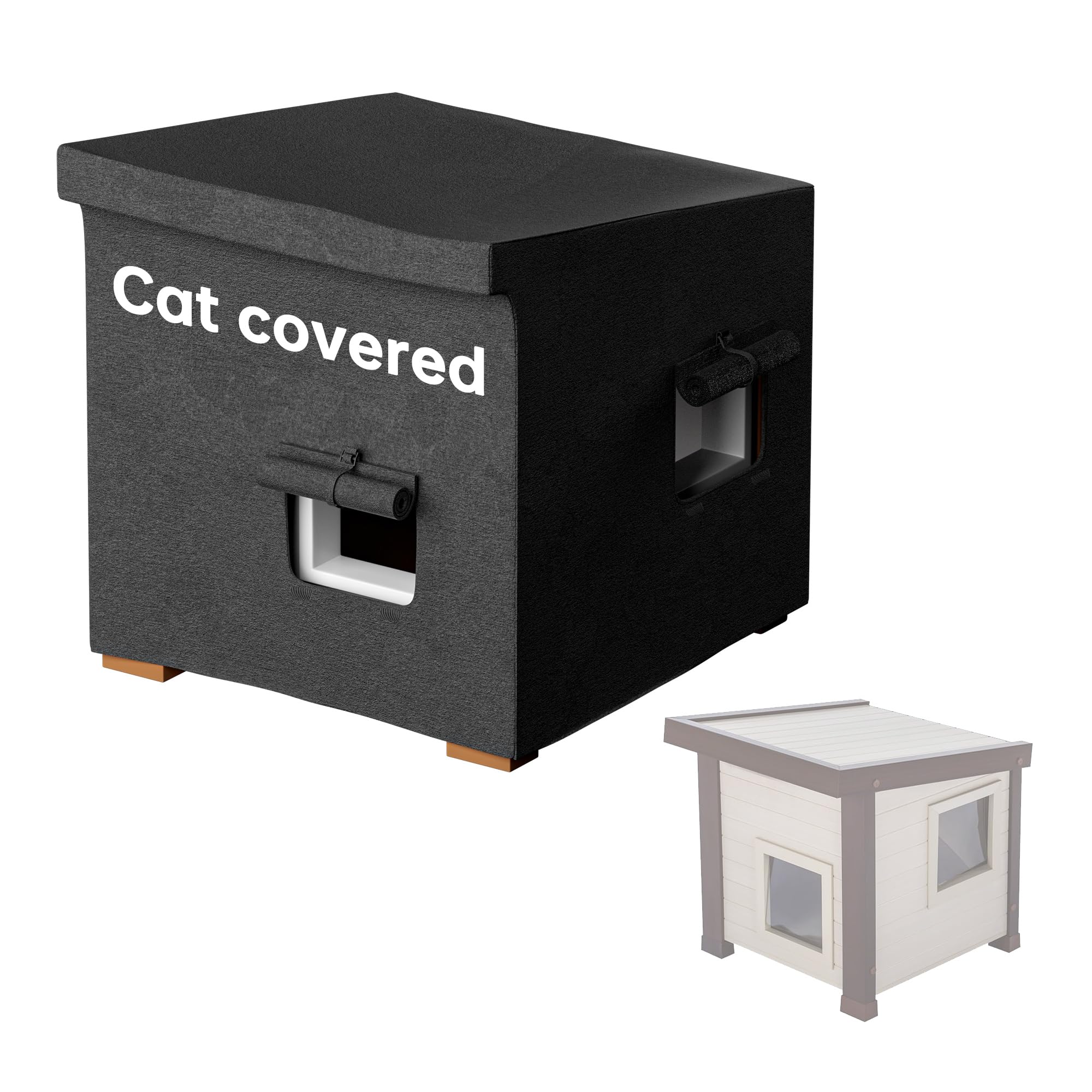 Photo 1 of Outdoor Feral Cat House Cover?Suitable for Albany cat Houses?Waterproof, Windproof and Snowproof, The Window can be Opened and Fixed with Nylon Buckles