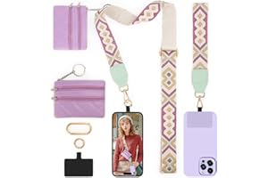 LOUXIFENG Clip and Go Strap for Women - Crossbody Phone Lanyard with Zipper Leather Pouch and Adjustable Phone Chain