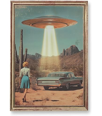 Amazon.com: Tevenuktla Retro 70's Desert Ufo Wall Art Alien Art