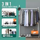 Klass Home Collection Portable Heavy Duty Clothes Rail with Storage Shelf White view 4