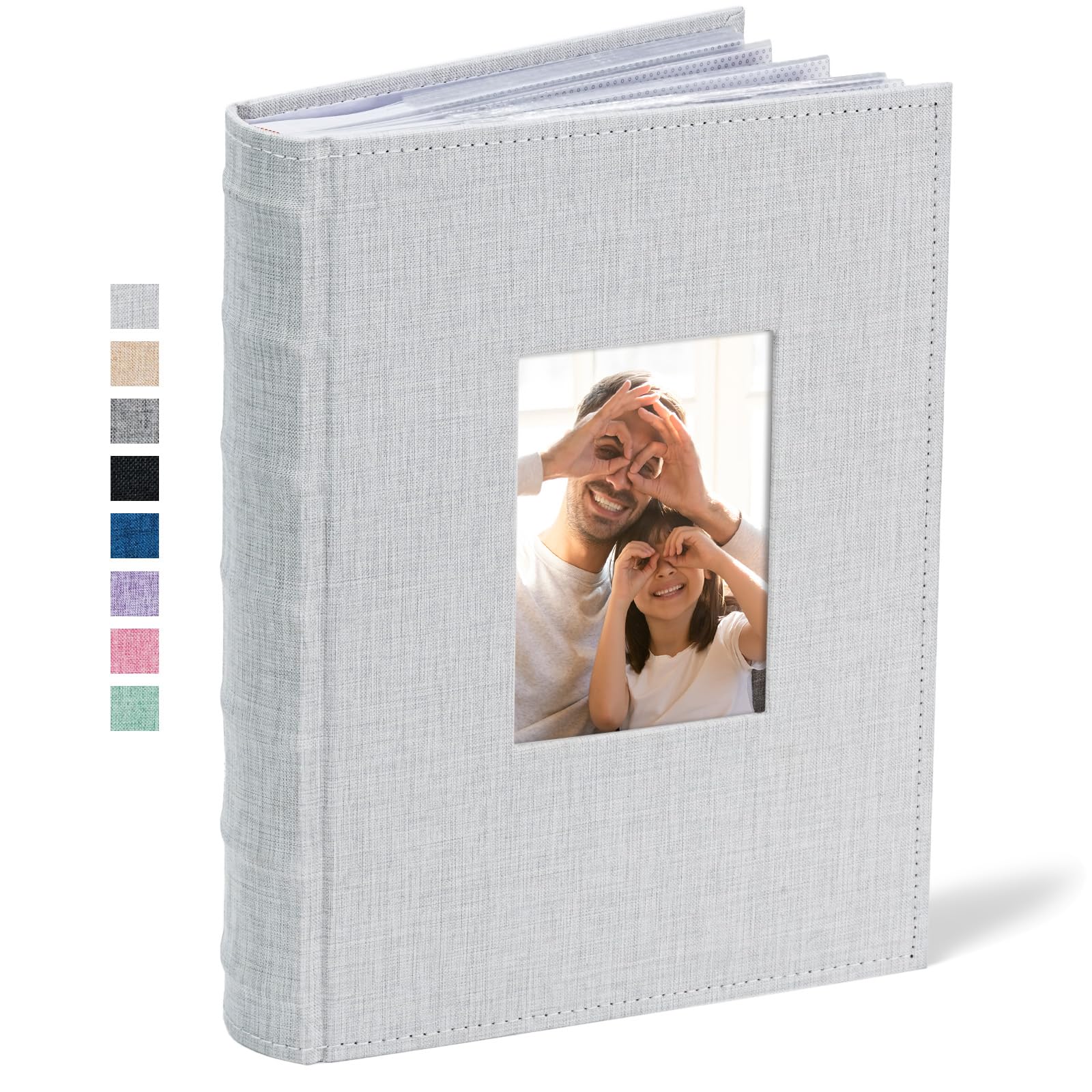 Vienrose Photo Albums 6x4 (15x10 cm) 300 Pockets Linen Cover with Memo Spaces Photobook Large Capacity Pictures Album Memory Book for Wedding, Family, Baby, Holidays, Special Occasions, Light Grey
