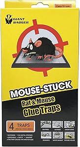 MOUSE STUCK - Mouse Trap / Rat Trap - Replaces Mouse Poison, Rat Poison, Mole Killer, Rodent Repellent - Non-Toxic Pest Control Glue Traps w/Eugenol - Value Pack of 4 (Extra Large 9 x 5 inch)