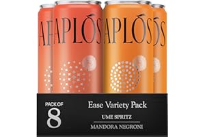 Aplós Ease Canned Variety Pack of Non-Alcoholic Cocktails | Formulated with Lion’s Mane, Magnesium, and Suntheanine | Low Calorie, No Added Sugar | 2 Unique Flavors (8.5 fl oz. 8-pack)
