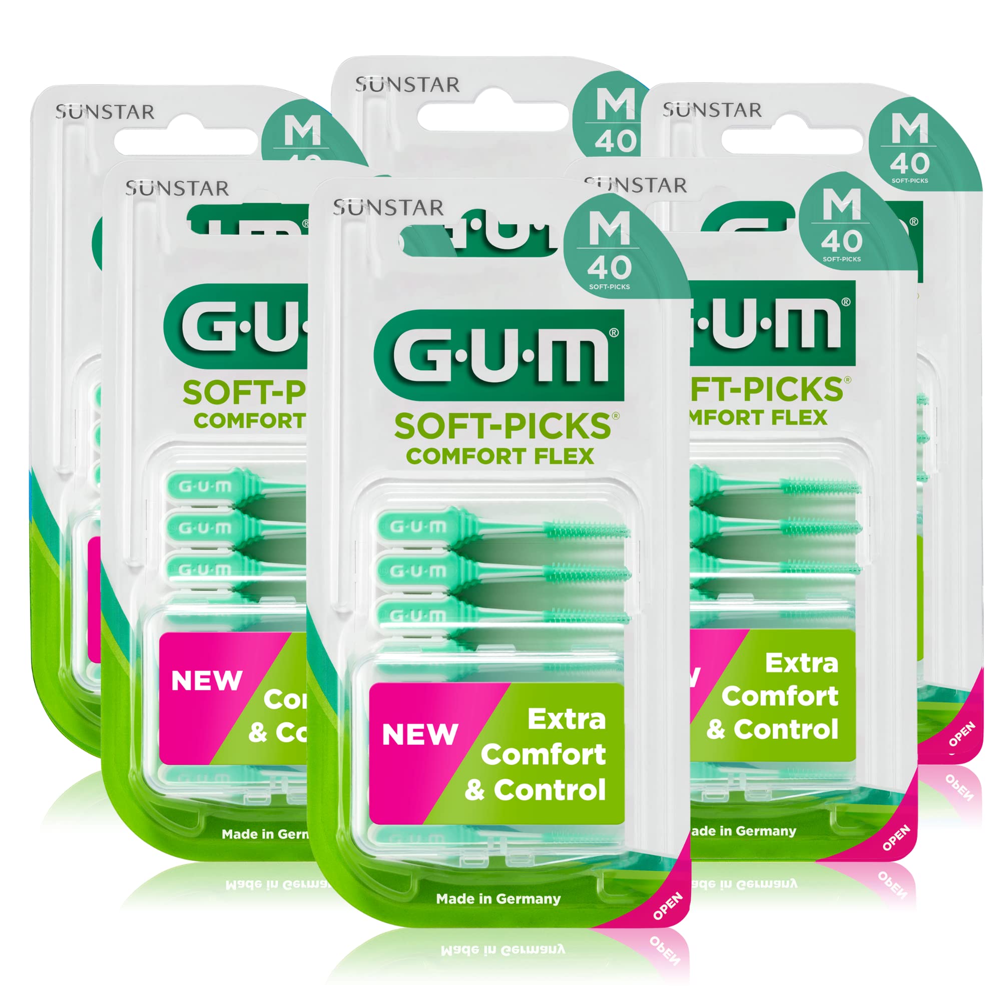 GUM Soft-Picks Comfort Flex Interdental Cleaners | Cleaning Between Teeth and Plaque Removal | Wide Grip and Flexible Neck (M - [3x40])