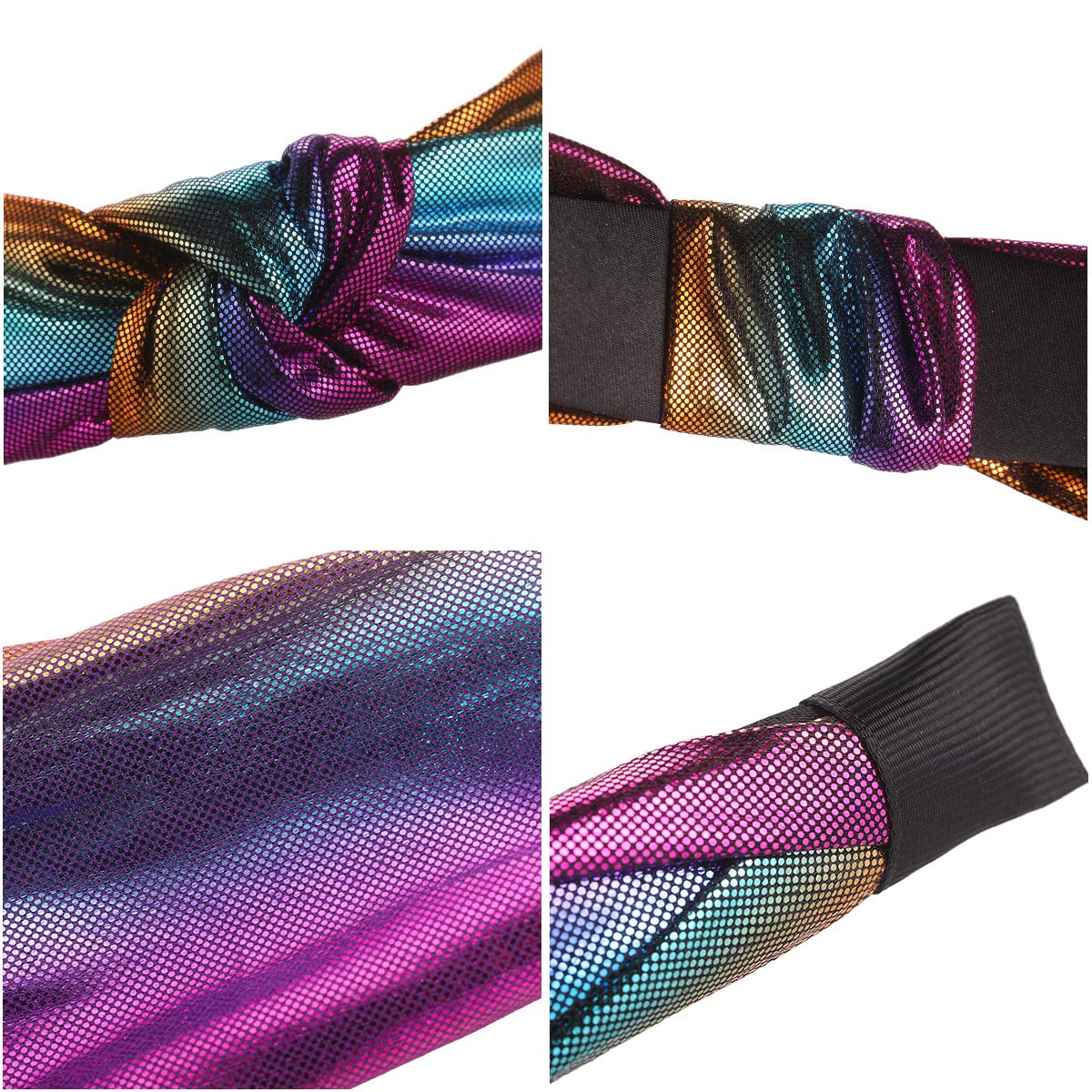 Headbands for Girls Women Teens, Funtopia 9 Pcs Shiny Metallic Headbands Colorful Mermaid Knotted Head Bands, Fashion Cross Knot Hair Bands for Dance Party Club : Beauty