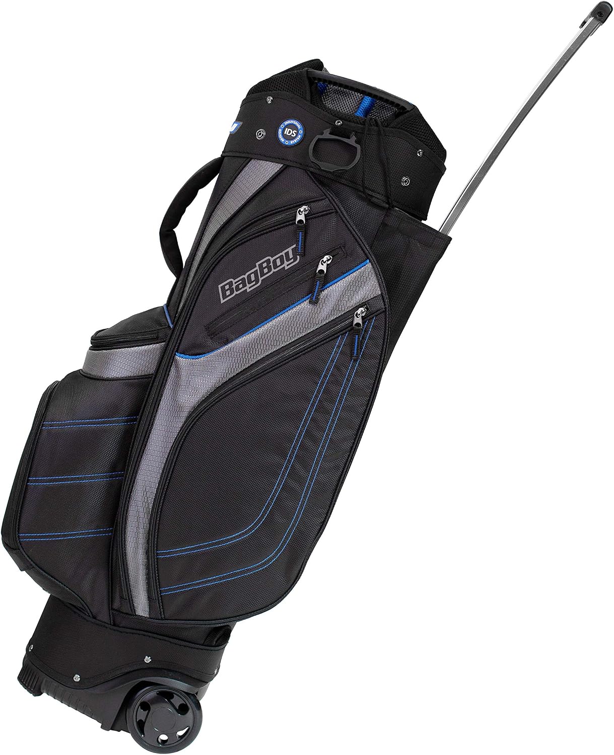 BagBoy Transit Golf Cart Bag with 14 Way Divider and Wheels, Black/Charcoal/Silver - Image 3
