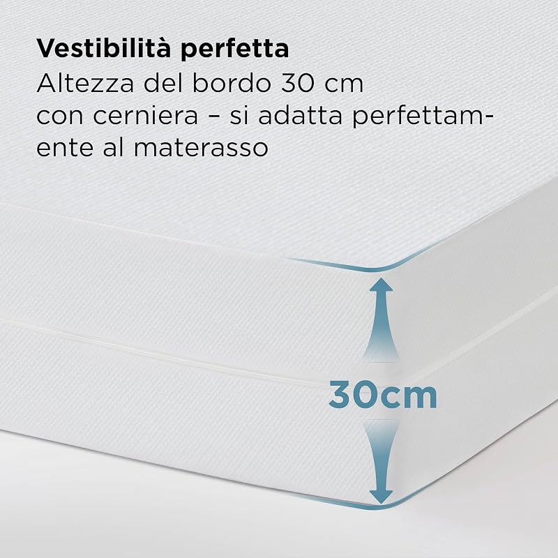Coprimaterasso 90 x 200 x 30 cm - Protezione Anti Acari e Cimici