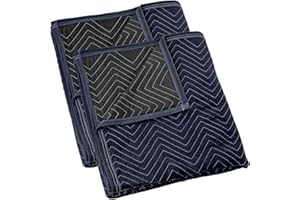 Sure-Max 2 Moving & Packing Blankets - Pro Economy - 80" x 72" (35 lb/dz Weight) - Professional Quilted Shipping Furniture Pads Navy Blue and Black