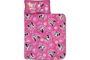 NoJo Disney Minnie Mouse Helping Heart Nap Mat with Built-in Pillow and Blanket for Toddlers and Preschoolers - Portable Naptime Solution
