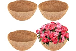 LCHUANG Coco Liners for Planters - 4 Pack 14 Inch Round Hanging Basket Liners, 100% Natural Coconut Fiber Replacement Liners for Hanging Baskets Planters Flowers, Plants, Vegetables (14'' Pack of 4)