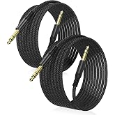 Elebase 1/4 Inch TRS Instrument Cable 10FT 2Pack,6.35mm Male Guitar Cord 3M | 6.3mm Jack Stereo Audio Music Lead,Quarter Inch Balanced Line for Electric Guitar,Bass,Keyboard,Mixer,Amp,Speaker,Equalizer