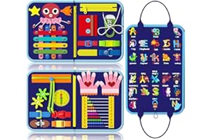 Exorany Busy Board Montessori Toys for 1 2 3 Year Old Boy & Girl Birthday Gifts, Autism Sensory Travel Toys for Toddlers 1-3, Learning Educational Activities Toddler Toys Age 1-2, 2-4 Boys