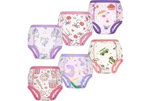 MooMoo Baby Cotton Training Pants, 6 Pack, Absorben Potty Training Underwear for Boys Girls for Girls, Purple 4T