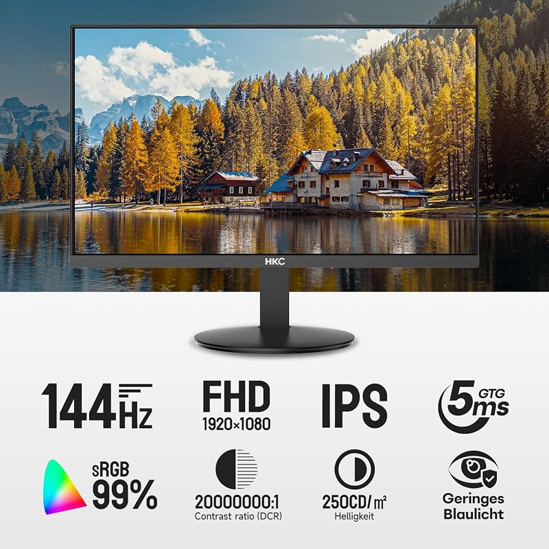 Gaming Monitor 27 Zoll Full HD,144 Hz PC‑Monitor,1080P,IPS Bildschirm