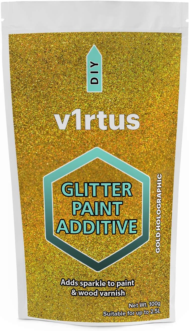 Holographic Gold Glitter Paint Additive 100g, Gold Holographic