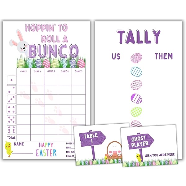 Amazon.com: Easter Bunco Theme Set - Bunco Score Sheets - Spring Themed Bunco - Easter Scorecards - Tally Sheets - Ghost Player - Bunco Babes - Bunco Game Kit for Game Night : Handmade Products amazon-com-easter-bunco-theme-set-bunco-score-sheets-spring-themed-bunco-easter-scorecards-tally-sheets-ghost-player-bunco-babes-bunco-game-kit-for-game-night-handmade-products