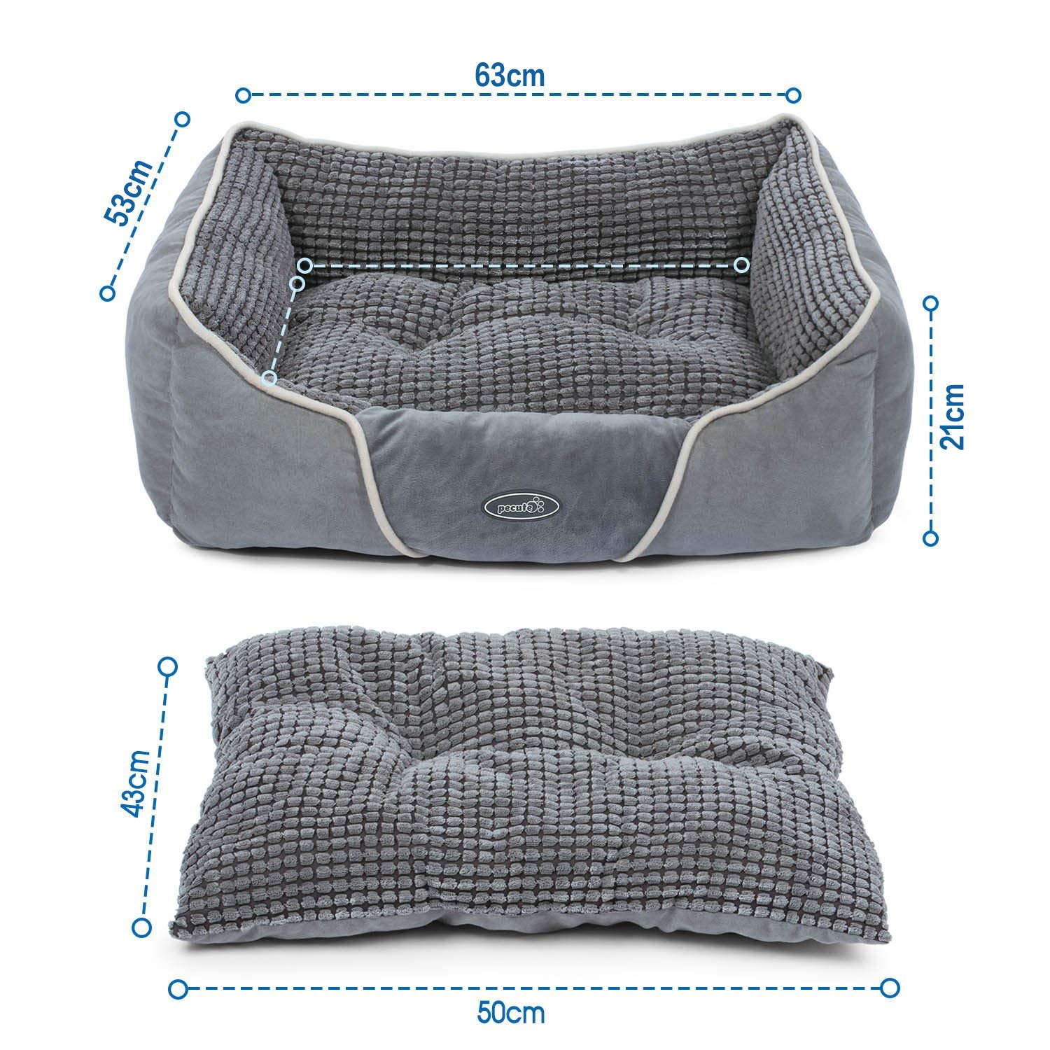 Cuccia Letto per Cani Piccoli Gatti Peluche Ultra-Morbido Rettangolare Lavabile in Lavatrice (M)