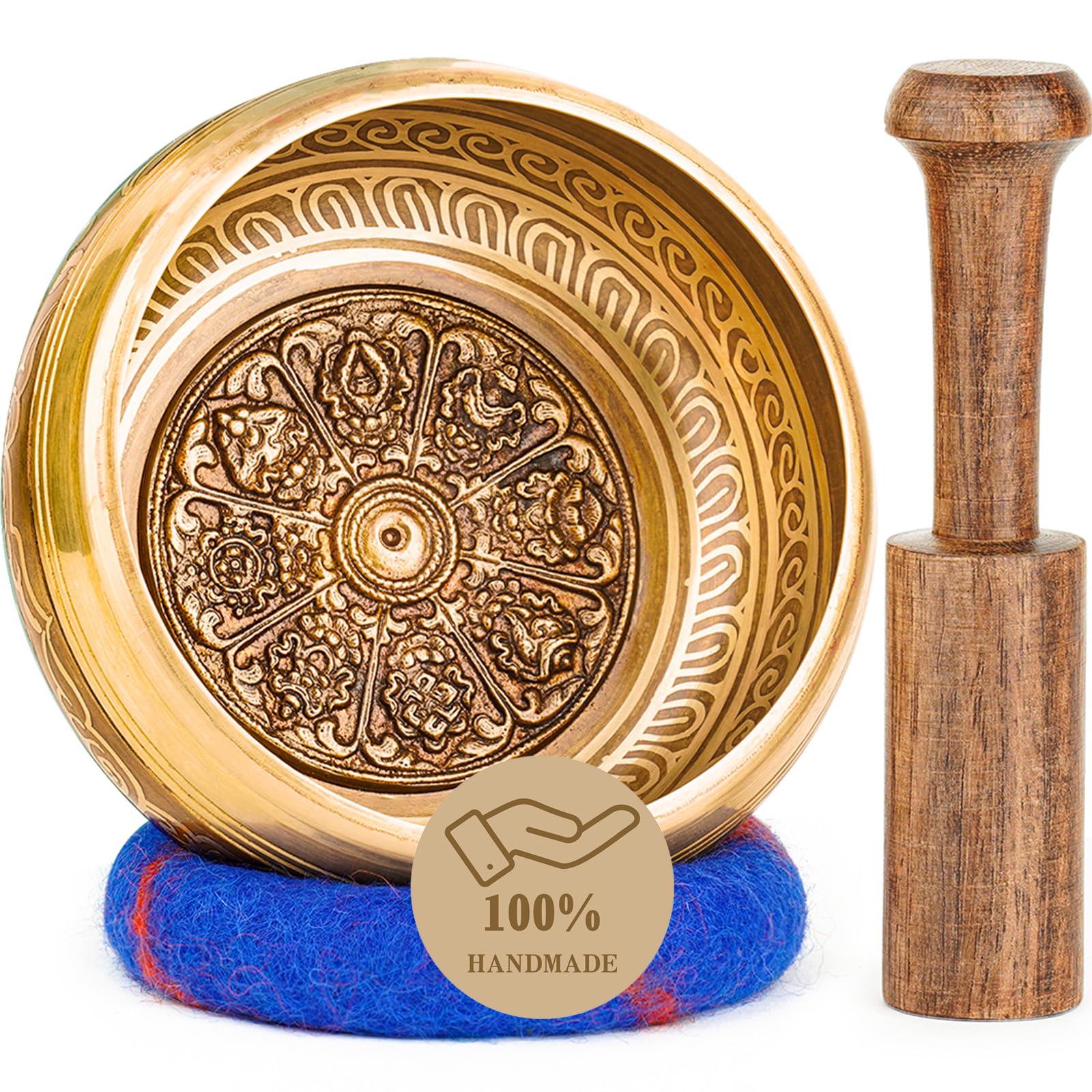 Hihealer Tibetan Singing Bowls Set 100% Nepal Handmade Large Sound Bowl with Instructions, Mallet, Cushion, Gift Box; Meditation, Yoga, Chakra Healing, Self Care Mothers Day Gifts for Women Men