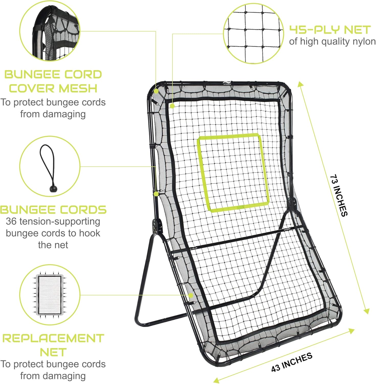 Victorem Lacrosse Rebounder - Bounce Back, Pitch Back Rebounder for Lacrosse, Baseball and Softball Training with Extra Net : Sports & Outdoors